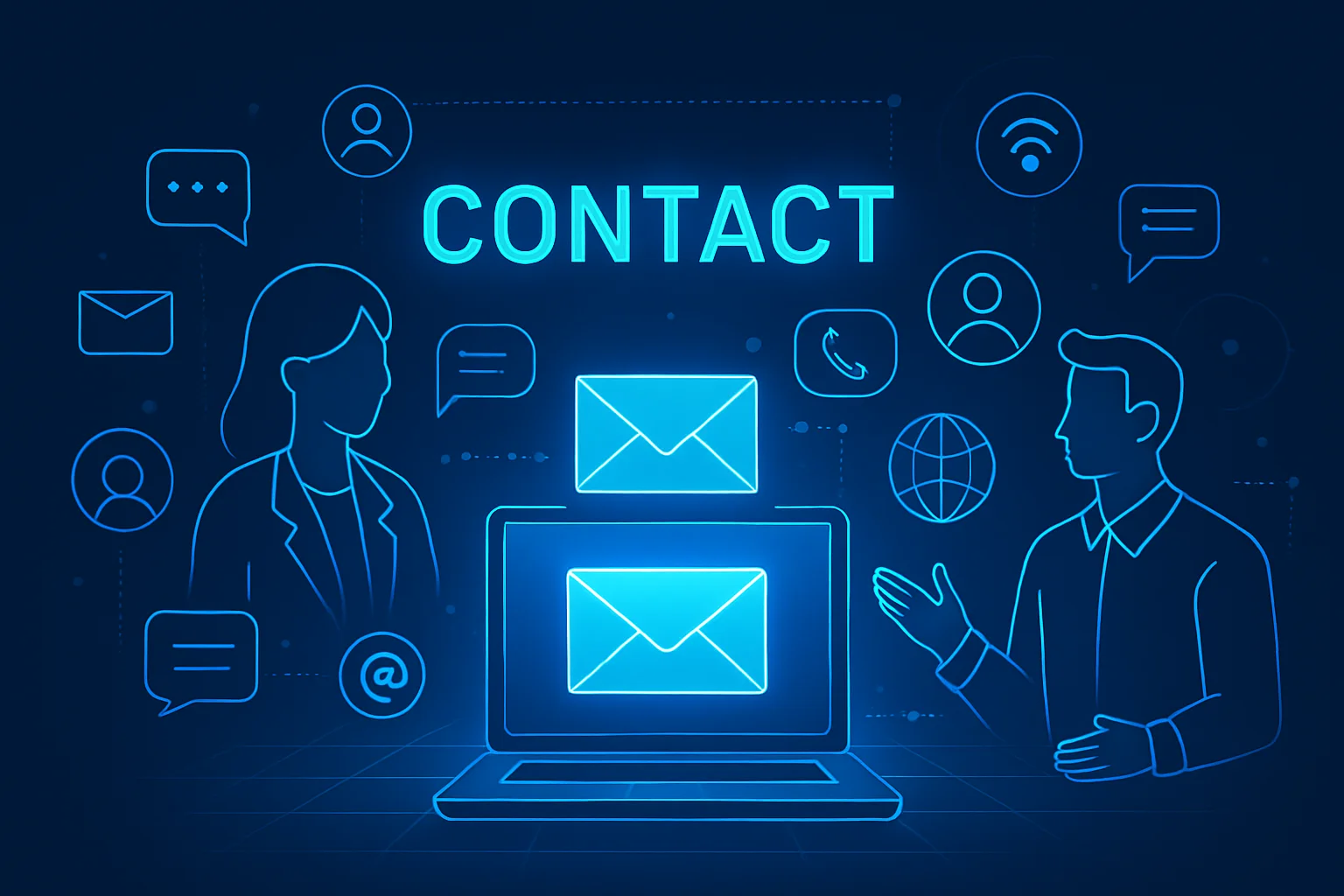 Contact — Digital communication and tech connection illustration
